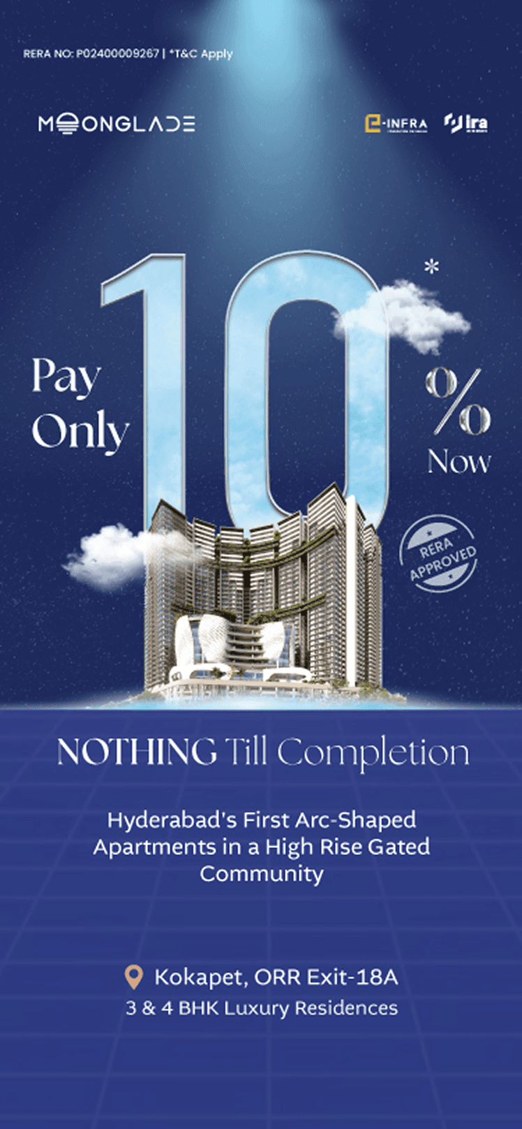 Moonglade luxury apartments in Kokapet, Hyderabad - Premium 3 & 4 BHK flats near Financial District