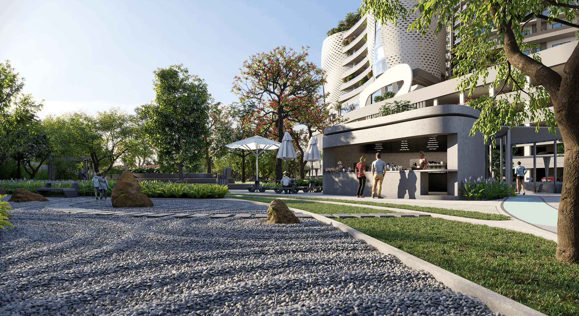 Waterfront amenities at Moonglade Kokapet