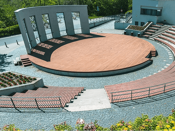 Mini amphitheater for events at Moonglade apartments in Kokapet