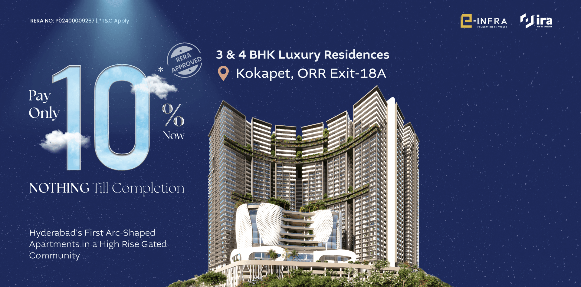 Moonglade luxury apartments in Kokapet, Hyderabad - Premium 3 & 4 BHK flats near Financial District